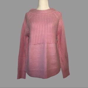 💙 M 💙 NWT Anthro Cable Knit Sweater Pink Casual Cozy Cute Crew Neck​